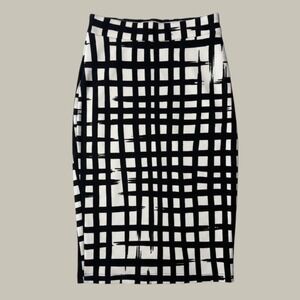 Maitai Pencil Skirt Women Small Black White Grid Monochrome Church Business
